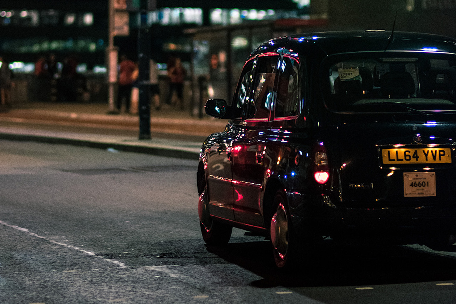 A taxi at night