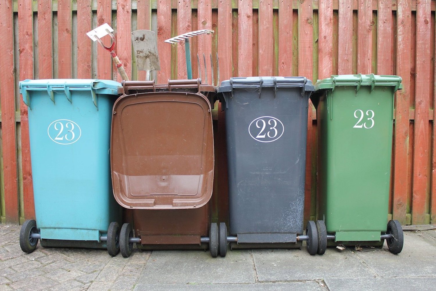 Four wheelie bins